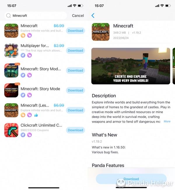 free download Minecraft PE on Panda Helper